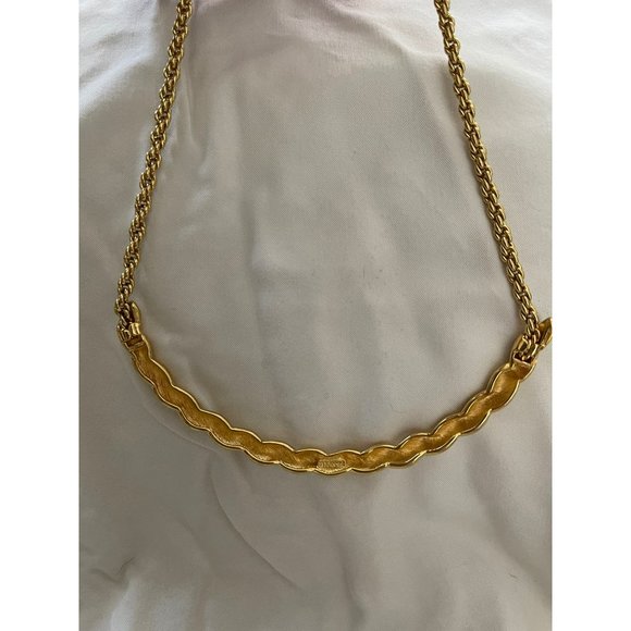 Monet Vintage Twist Front Design 18K Gold Plated Spiral Chain Link Necklace - Picture 4 of 9